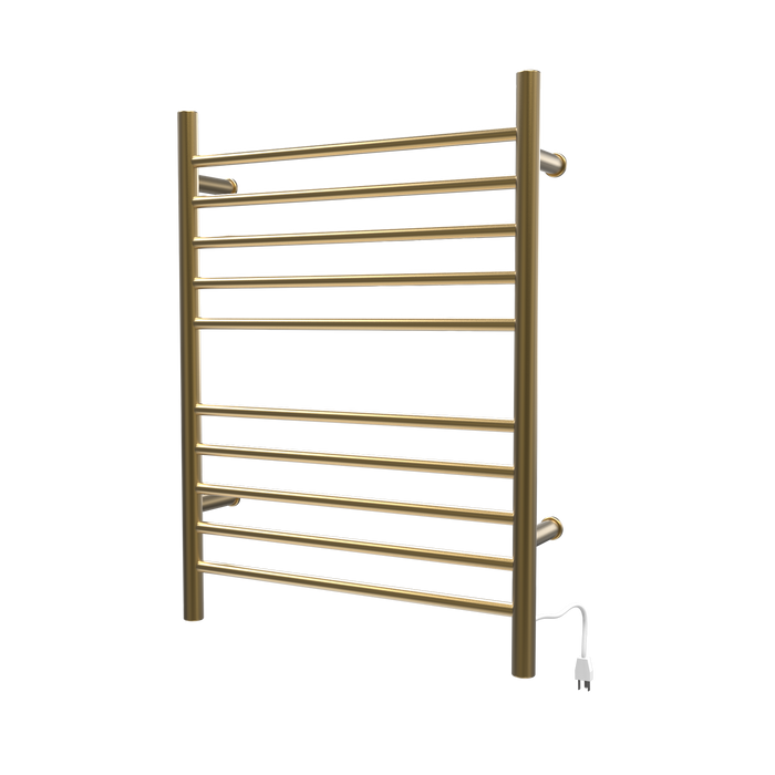 Amba Products RWH-SSB Radiant Straight 10-Bar Hardwired Plug-in Combo Towel Warmer - 4.75 x 24.5 x 31.875 in. - Satin Brass Finish