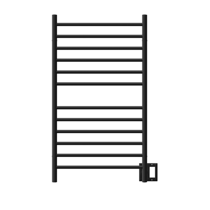 Amba Products RWHL-SMB Radiant Straight 12-Bar Large Hardwired Plug-in Combo Towel Warmer - 4.75 x 24.5 x 41.75 in. - Matte Black Finish
