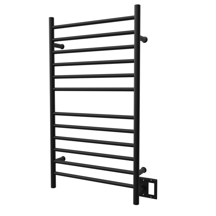 Amba Products RWHL-SMB Radiant Straight 12-Bar Large Hardwired Plug-in Combo Towel Warmer - 4.75 x 24.5 x 41.75 in. - Matte Black Finish