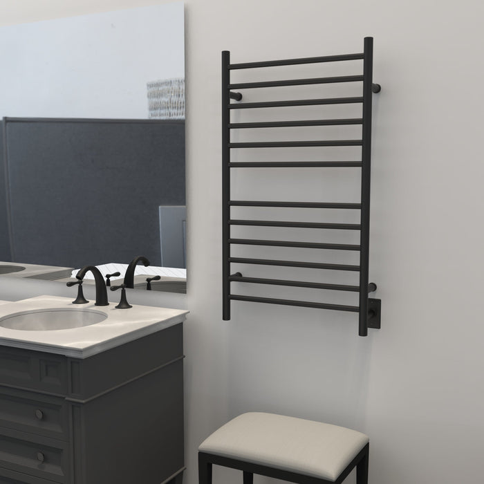 Amba Products RWHL-SMB Radiant Straight 12-Bar Large Hardwired Plug-in Combo Towel Warmer - 4.75 x 24.5 x 41.75 in. - Matte Black Finish