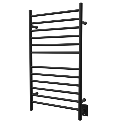 Amba Products RWHL-SMB Radiant Straight 12-Bar Large Hardwired Plug-in Combo Towel Warmer - 4.75 x 24.5 x 41.75 in. - Matte Black Finish
