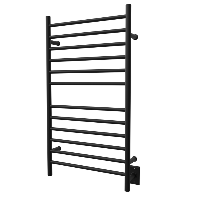 Amba Products RWHL-SMB Radiant Straight 12-Bar Large Hardwired Plug-in Combo Towel Warmer - 4.75 x 24.5 x 41.75 in. - Matte Black Finish