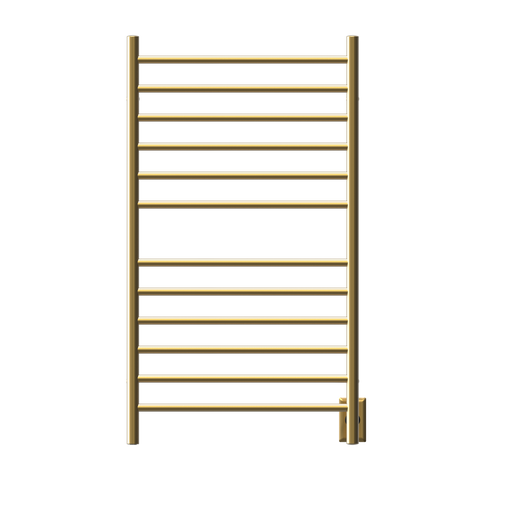 Amba Products RWHL-SSB Radiant Straight 12-Bar Large Hardwired Plug-in Combo Towel Warmer - 4.75 x 24.5 x 41.75 in. - Satin Brass Finish