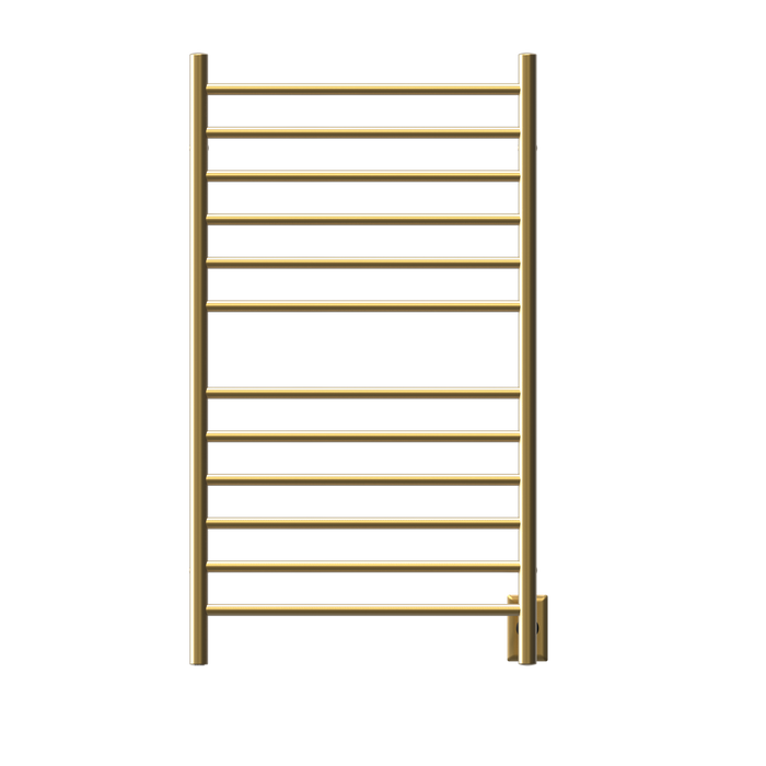 Amba Products RWHL-SSB Radiant Straight 12-Bar Large Hardwired Plug-in Combo Towel Warmer - 4.75 x 24.5 x 41.75 in. - Satin Brass Finish
