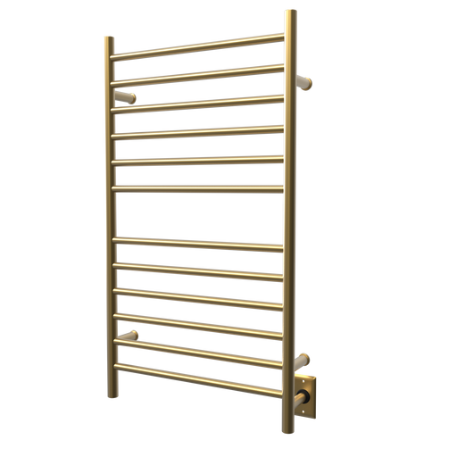 Amba Products RWHL-SSB Radiant Straight 12-Bar Large Hardwired Plug-in Combo Towel Warmer - 4.75 x 24.5 x 41.75 in. - Satin Brass Finish