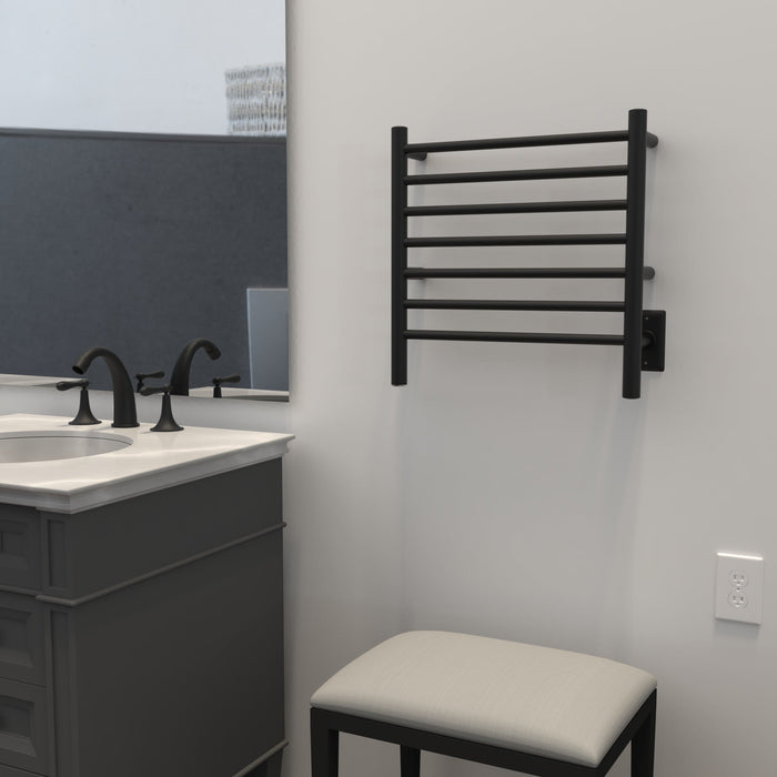 Amba Products RWHS-SMB Radiant 7-Bar Small Hardwired Plug-in Combo Towel Warmer - 4.75 x 20.5 x 20.125 in. - Matte Black Finish