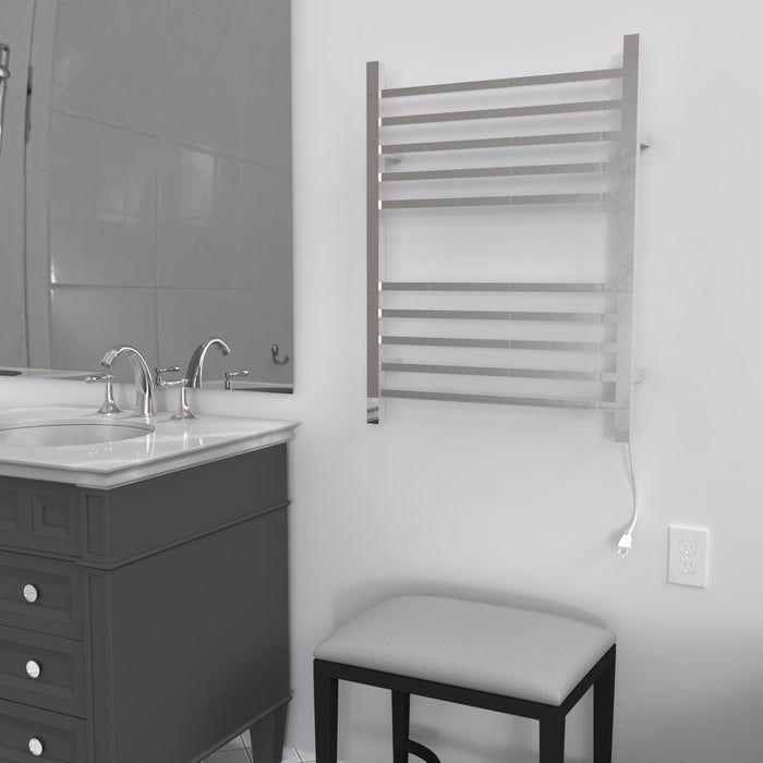 Amba Products RSWH-P Radiant 10-Bar Square Hardwired Plug-in Combo Towel Warmer - 4.75 x 24.5 x 31.5 in. - Polished Finish