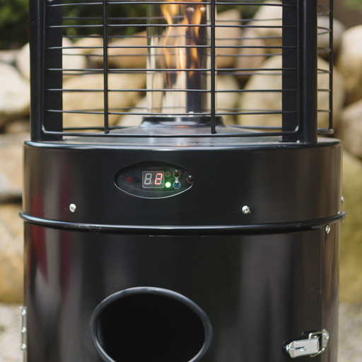 Paragon Outdoor OH-BL32-7R - Liquid Propane Helios Round Flame Tower Heater with Remote Control - 22.4 in. x 22.4 in. x 82.5 in. - Satin Black