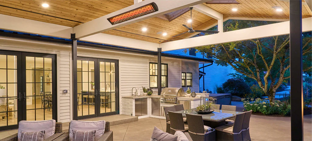 Infratech CD Series Dual Element Contemporary Motif Patio Heater in Black Color