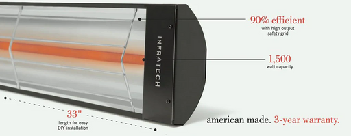 Infratech C Series Single Element Patio Heater in Black Color with Plug 