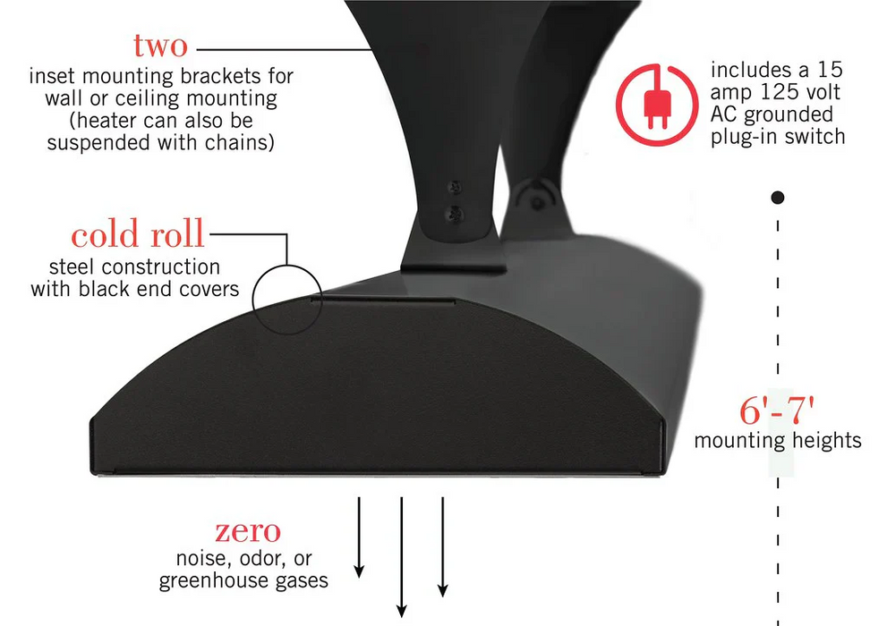 Infratech C Series Single Element Patio Heater in Black Color with Plug 