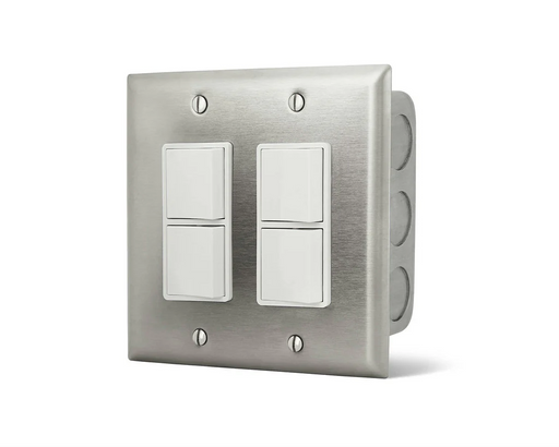Infratech Duplex Stack Switch Dual SS Wall Plate with Gang Box