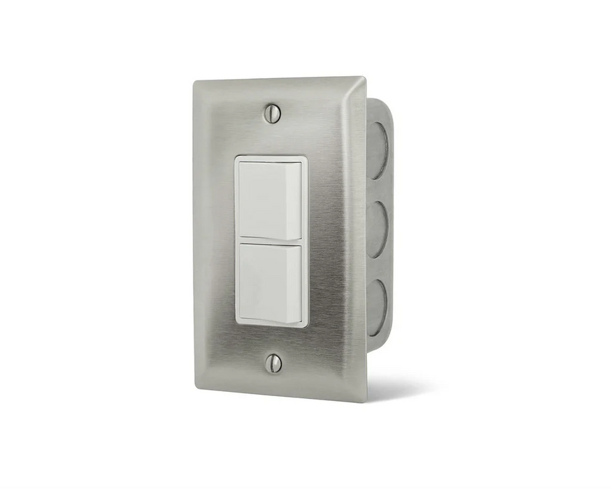 Infratech Duplex Stack Switch Single SS Wall Plate with Gang Box
