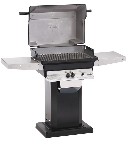 PGS A-Series A40LP 26 Inch Liquid Propane Outdoor Patio Gas Grill Head on AB PED Aluminum Pedestal Kit and ANB Black Stationary Base