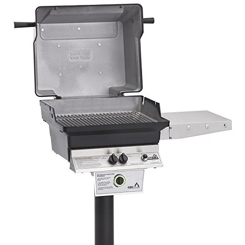 PGS T-Series T30NG 20 Inch Natural Gas Outdoor Patio Gas Grill Head with Timer on APP Black Permanent Mounting Post