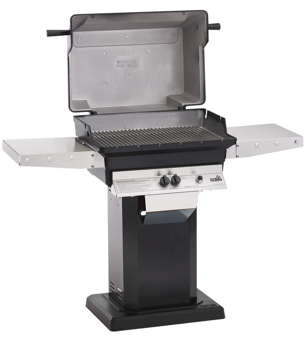 PGS T-Series T40NG 26 Inch Natural Gas Outdoor Patio Gas Grill Head with Timer on AB PED Aluminum Pedestal Kit and ANB Black Stationary Base