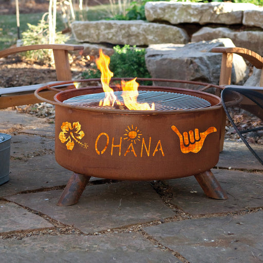 Patina Products F127 Ohana Steel Outdoor Fire Pit - 24 x 24 x 11 in. - Natural Rust Patina Finish