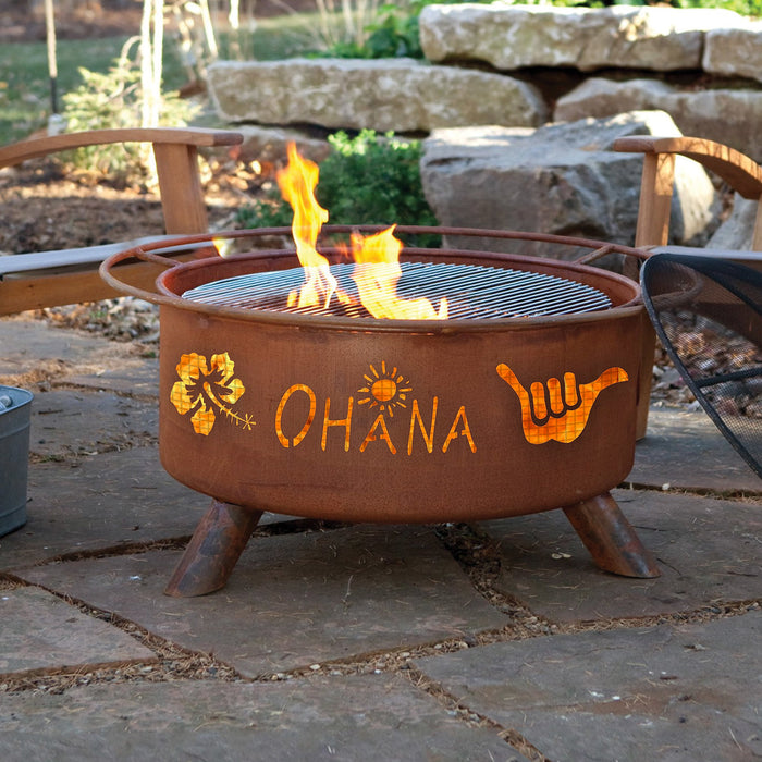 Patina Products F127 Ohana Steel Outdoor Fire Pit - 24 x 24 x 11 in. - Natural Rust Patina Finish