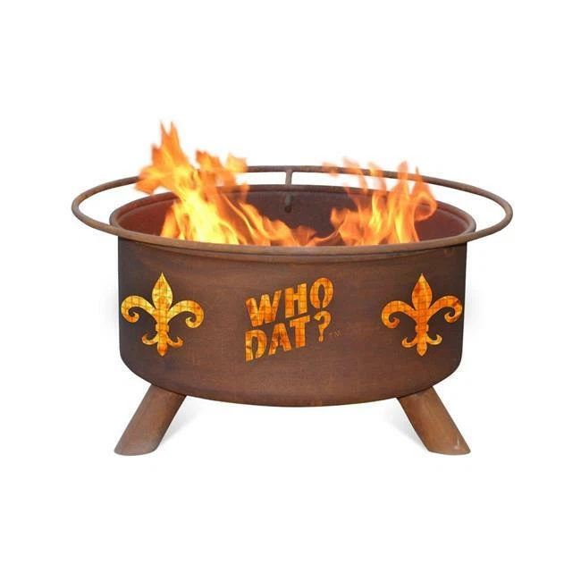 Patina Products F205 Who Dat Steel Outdoor Fire Pit - 24 x 24 x 11 in. - Natural Rust Patina Finish