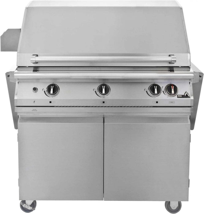 PGS Legacy Series S36RNG Pacifica 39 Inch Natural Gas Outdoor Patio Gas Grill Head Gourmet on S36CART Wheeled Cart Base