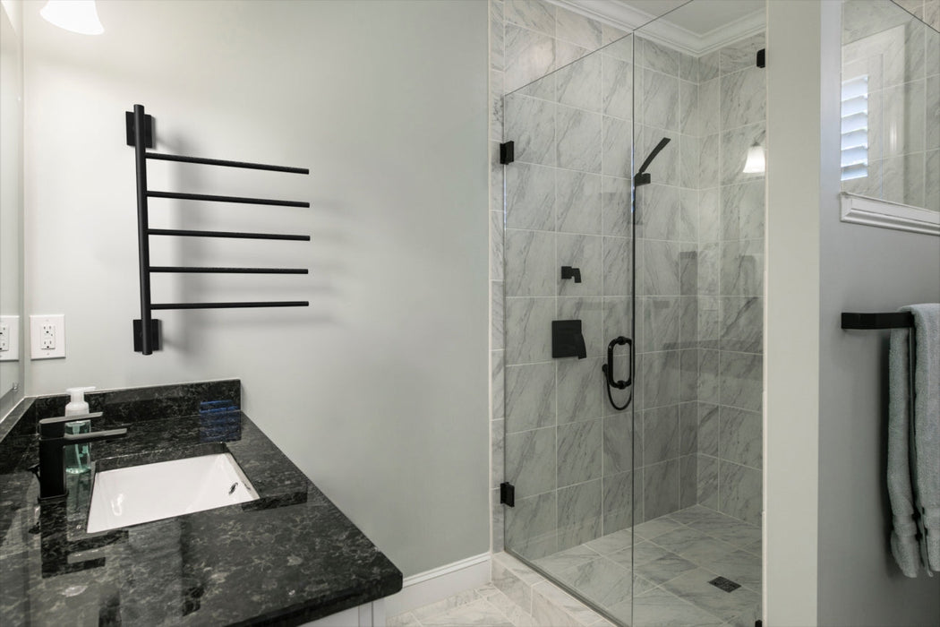 Amba Products SB5-MB Swivel Bar Hardwired Plug-in Combo Towel Warmer with 5 Bars - x x in. - Matte Black Finish