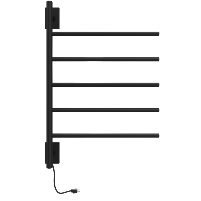 Amba Products SB5-MB Swivel Bar Hardwired Plug-in Combo Towel Warmer with 5 Bars - x x in. - Matte Black Finish