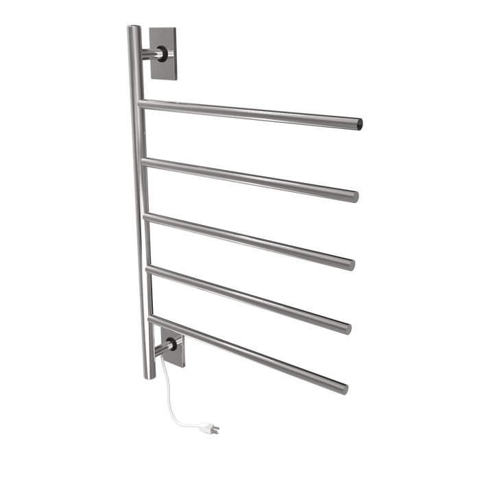 Amba Products SB5-P Swivel Bar Hardwired Plug-in Combo Towel Warmer with 5 Bars - x x in. - Polished Finish