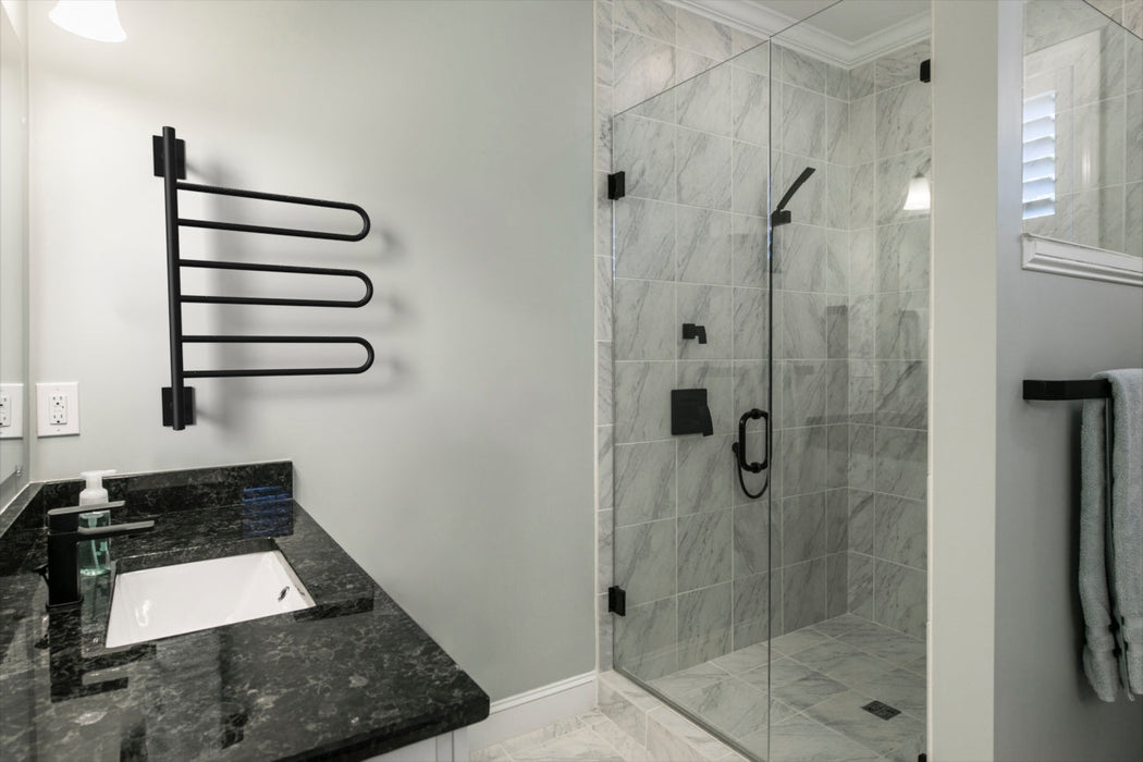 Amba Products SL3-MB Swivel Loop Hardwired Plug-in Combo Towel Warmer with 3 Looped Bars - x x in. - Matte Black Finish