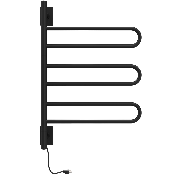 Amba Products SL3-MB Swivel Loop Hardwired Plug-in Combo Towel Warmer with 3 Looped Bars - x x in. - Matte Black Finish