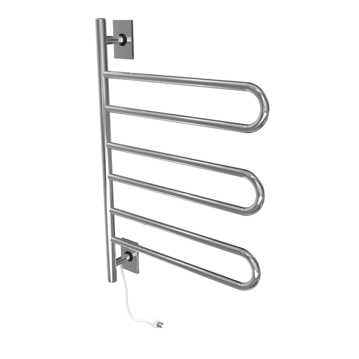 Amba Products SL3-P Swivel Loop Hardwired Plug-in Combo Towel Warmer with 3 Looped Bars - x x in. - Polished Finish
