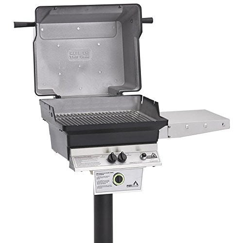 PGS T-Series T30LP 20 Inch Liquid Propane Outdoor Patio Gas Grill Head with Timer on APP Black Permanent Mounting Post