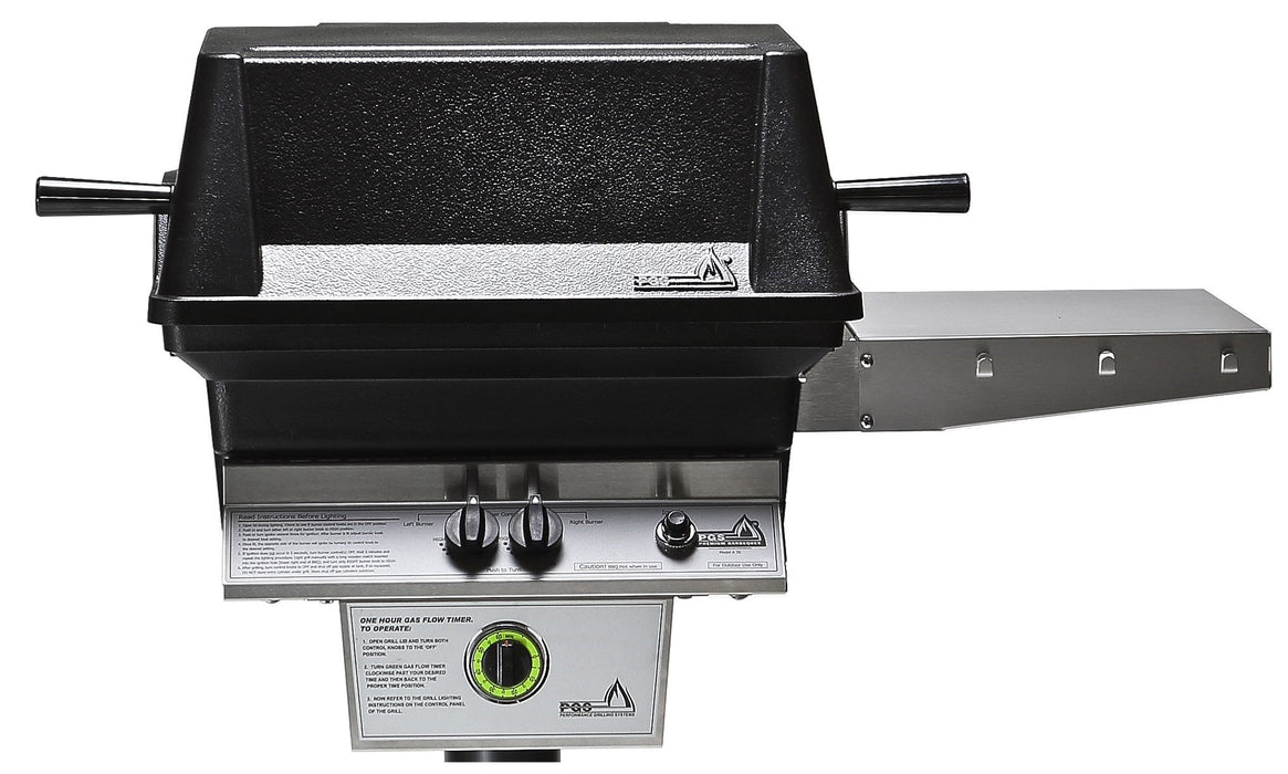 PGS T-Series T30LP 20 Inch Liquid Propane Outdoor Patio Gas Grill Head with Timer on APP Black Permanent Mounting Post