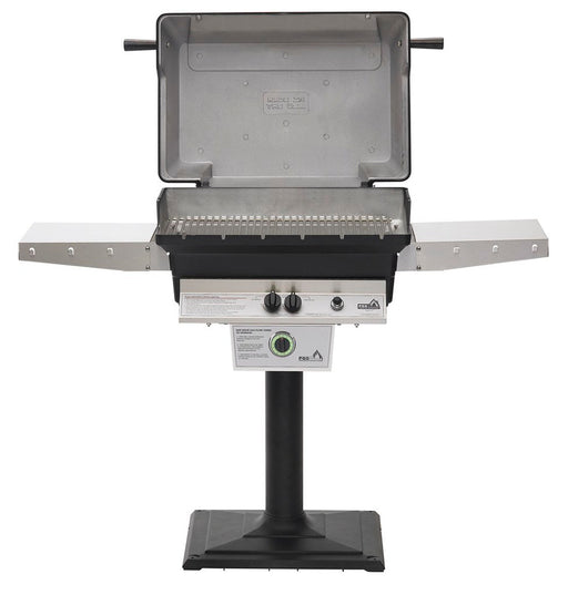 PGS T-Series T40LP 26 Inch Liquid Propane Outdoor Patio Gas Grill Head with Timer on AMPB Black Stationary Mounting Post