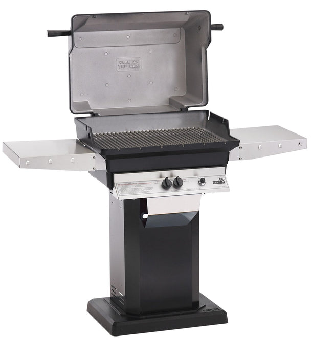 PGS T-Series T40NG 26 Inch Natural Gas Outdoor Patio Gas Grill Head with Timer on AB PED Aluminum Pedestal Kit and ANB Black Stationary Base