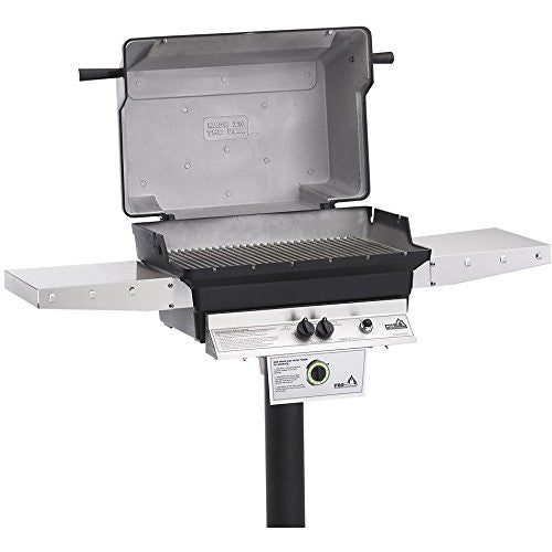 PGS T-Series T40NG 26 Inch Natural Gas Outdoor Patio Gas Grill Head with Timer on APP Black Permanent Mounting Post