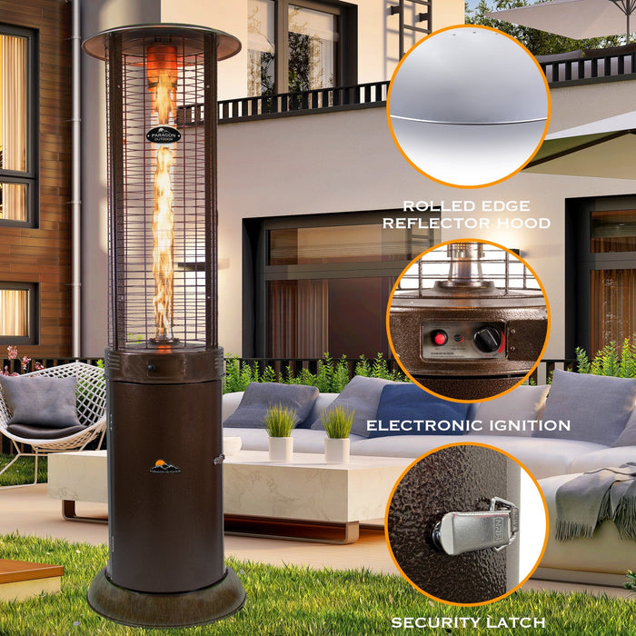 Paragon Outdoor OH-BZ32-7M - Liquid Propane Vulcan Round Flame Tower Heater - 22.4 in. x 22.4 in. x 82.5 in. - Hammered Bronze