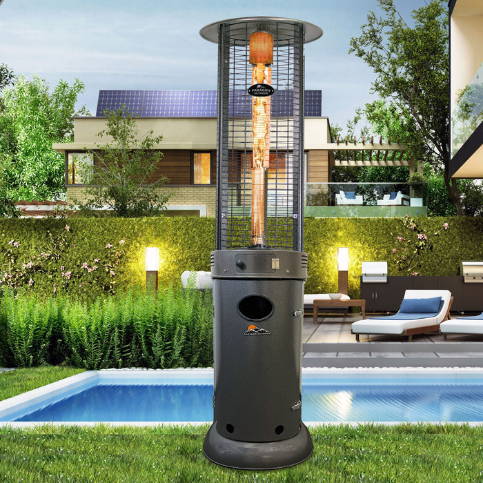 Paragon Outdoor OH-BL32-7M - Liquid Propane Vulcan Round Flame Tower Heater - 22.4 in. x 22.4 in. x 82.5 in. - Hammered Black