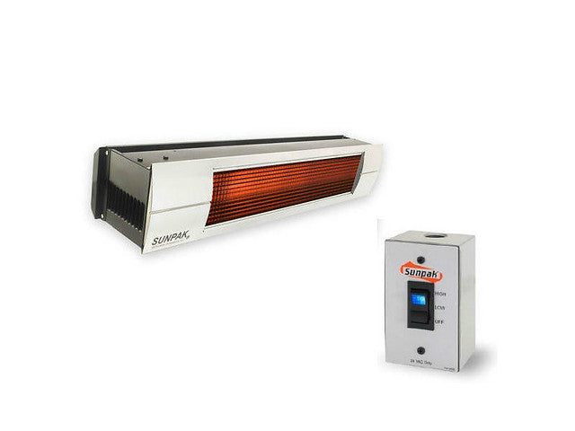 Sunpak S34 B TSH-SS 12042LP-12020 Liquid Propane Outdoor Infrared Patio Heater in Black 34000 BTUs with Stainless Steel Front Fascia Kit - 48 x 10 x 8 in.