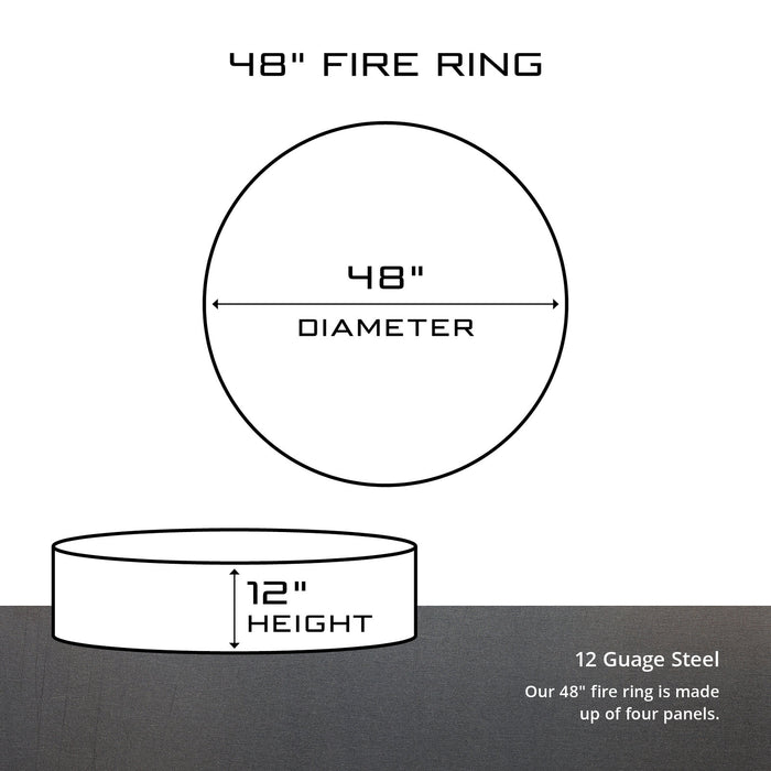 PD Metals DMR00448-FP Whitetail Unpainted 12 in. Tall 48 in. Diameter Outdoor Fire Ring with Fire Poker - 48 x 48 x 12 in. - Unpainted Metal Gray