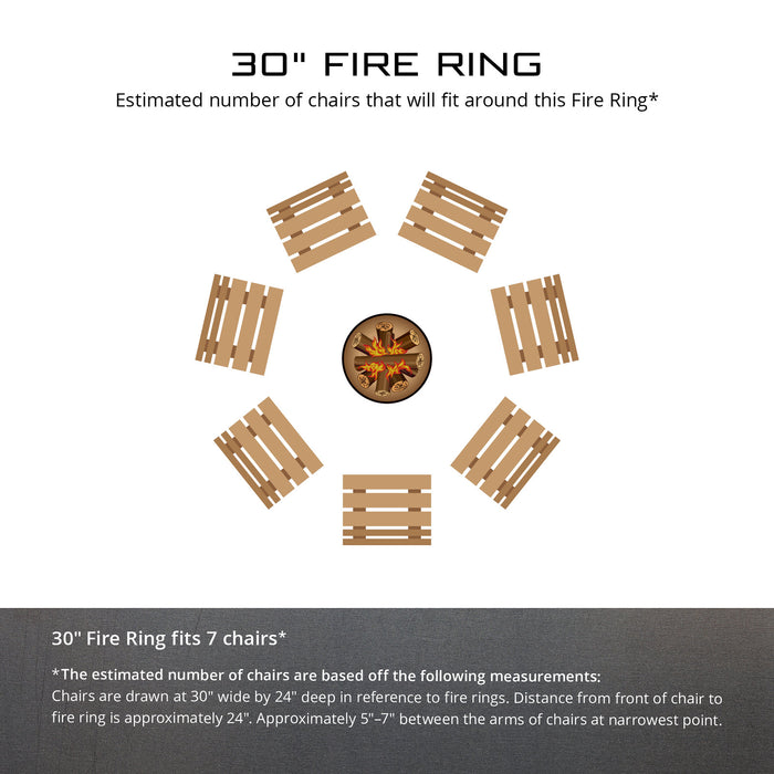 PD Metals MG00930-FP Moonlight Gathering Unpainted 12 in. Tall 30 in. Diameter Outdoor Fire Ring with Fire Poker - 30 x 30 x 12 in. - Unpainted Metal Gray