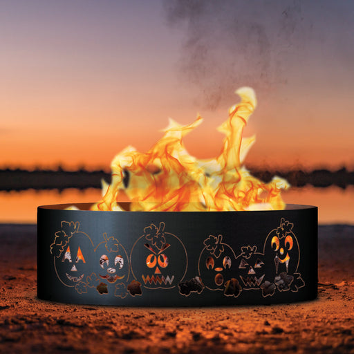 PD Metals AH01448-FP Autumn Harvest Unpainted 12 in. Tall 48 in. Diameter Outdoor Fire Ring with Fire Poker - 48 x 48 x 12 in. - Unpainted Metal Gray