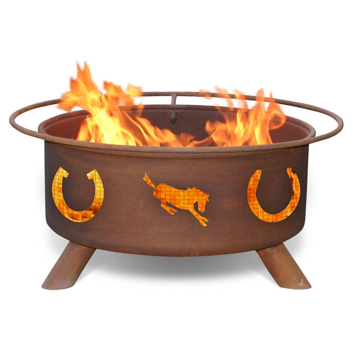 Patina Products F105 Horseshoes Steel Outdoor Fire Pit - 24 x 24 x 11 in. - Natural Rust Patina Finish