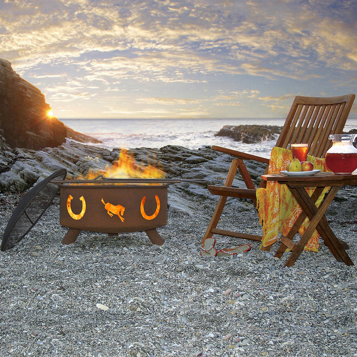 Patina Products F105 Horseshoes Steel Outdoor Fire Pit - Patina Rust