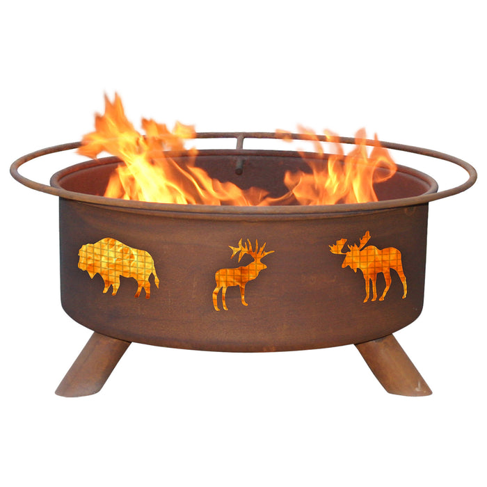 Patina Products F106 Wildlife Steel Outdoor Fire Pit - Patina Rust