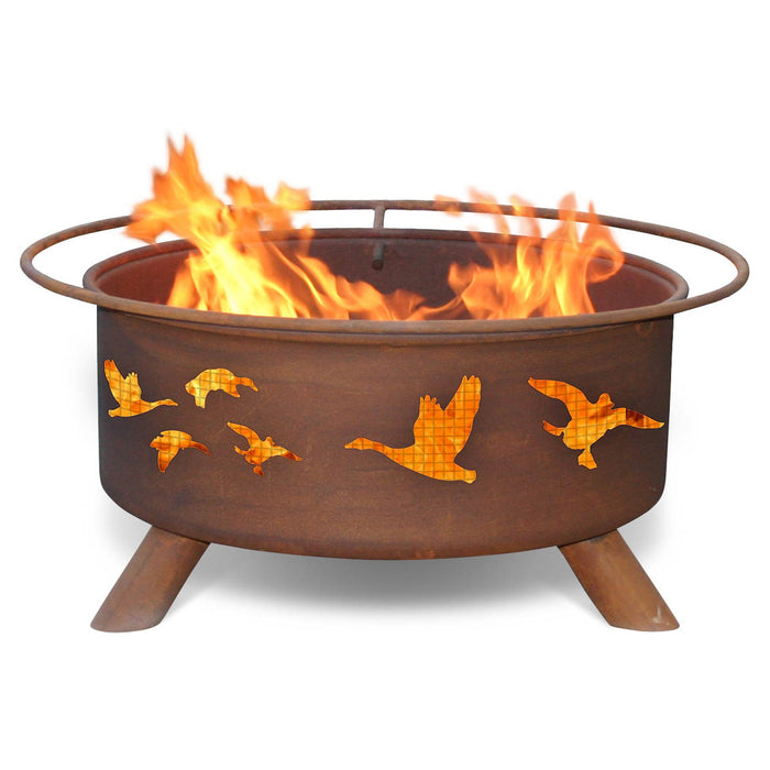 Patina Products F114 Wild Ducks Steel Outdoor Fire Pit - Patina Rust