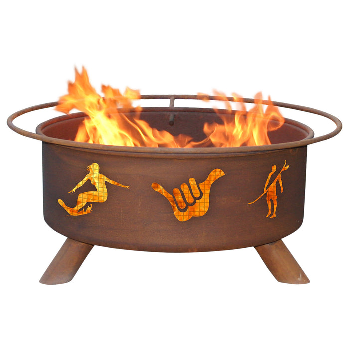 Patina Products F128 Surfer Steel Outdoor Fire Pit - 24 x 24 x 11 in. - Natural Rust Patina Finish