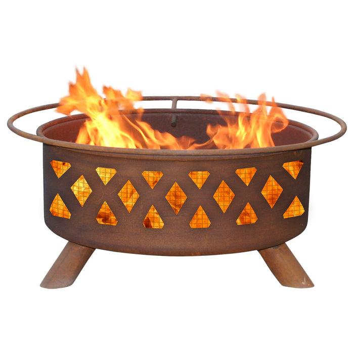 Patina Products F118 Crossfire Steel Outdoor Fire Pit - 24 x 24 x 11 in. - Natural Rust Patina Finish