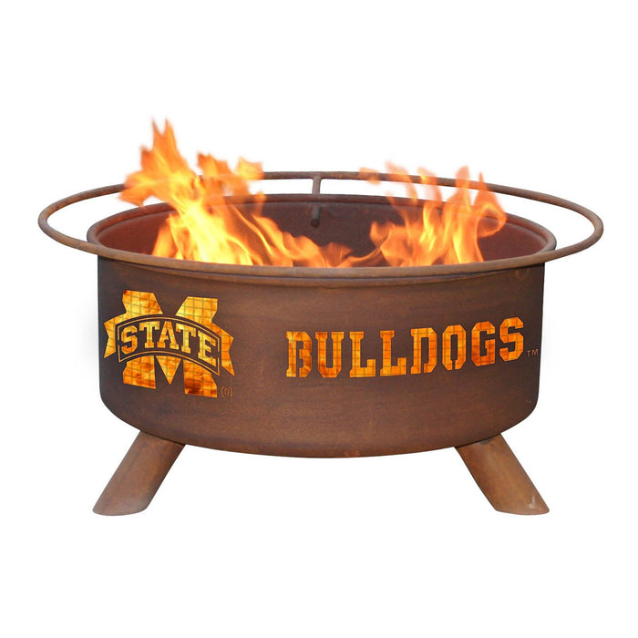 Patina Products F246 Mississippi State Steel Outdoor Fire Pit - 24 x 24 x 11 in. - Natural Rust Patina Finish