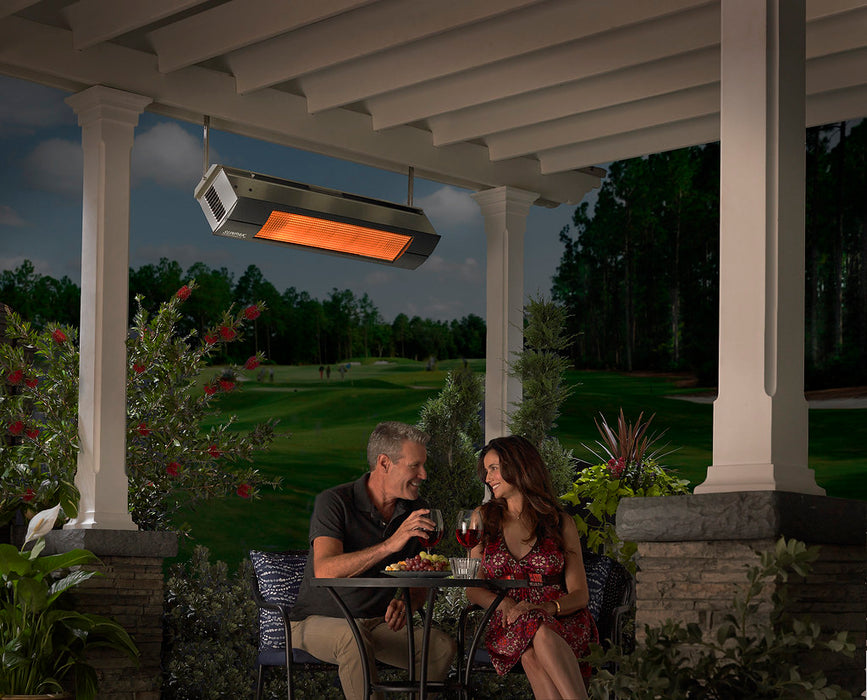 Sunpak S34 S TSR-B 12021-12020 2 Natural Gas Outdoor Infrared Patio Heater in Stainless Steel 34000 BTUs with Black Front Fascia Kit - 48 x 10 x 8 in.