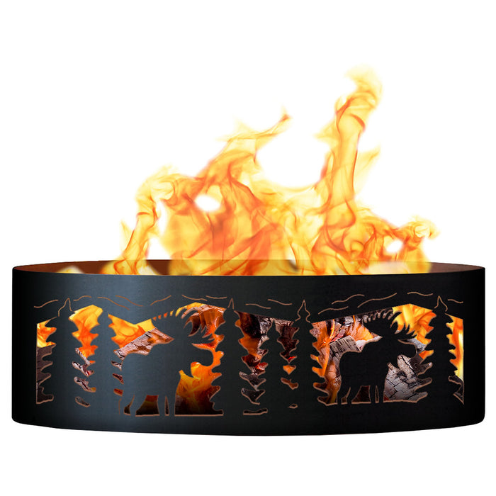 PD Metals MFR00460 Moose Unpainted 12 in. Tall 60 in. Diameter Outdoor Fire Ring - 60 x 60 x 12 in. - Unpainted Metal Gray